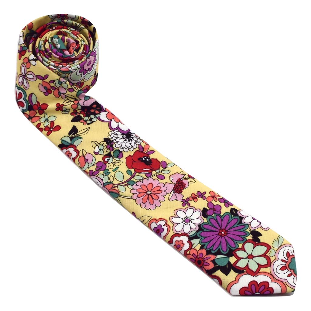 MrShorTie-yellow-purple-red-cotton-floral-short-tie-necktie-El-Capitan-ShorTie
