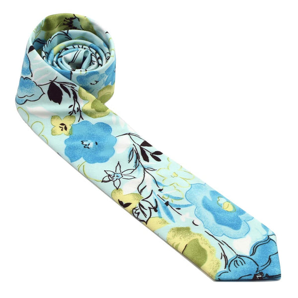 MrShorTie-blue-green-lightblue-cotton-floral-short-tie-necktie-The-Quest-ShorTie