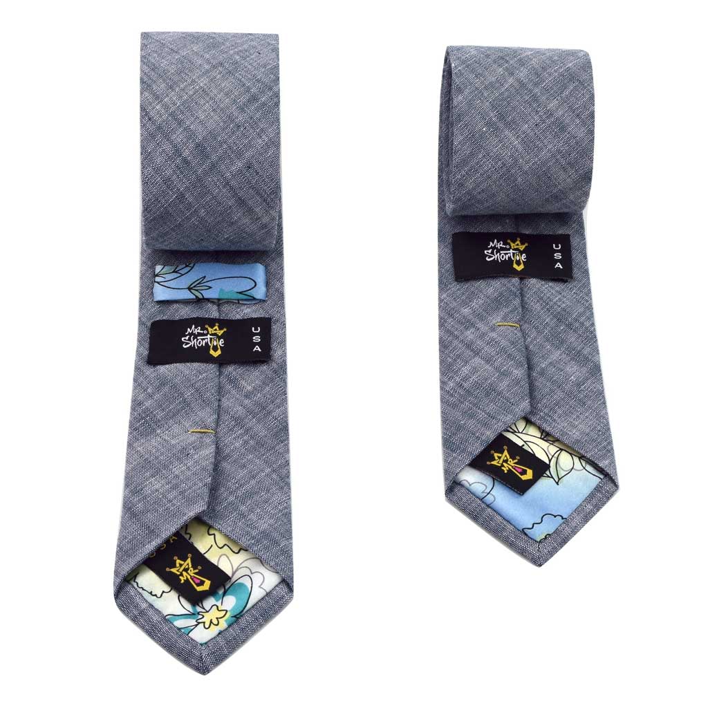 MrShorTie-blue-lightblue-linen-short-tie-necktie-The-Sabotage-ShorTie
